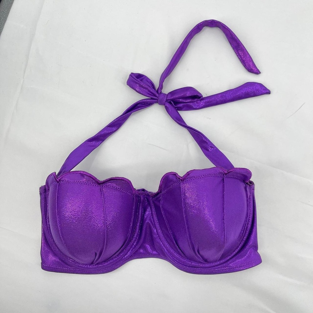 Disney Women's Ariel Halter Bikini Top XL Shell Bra Swim Princess Costume
